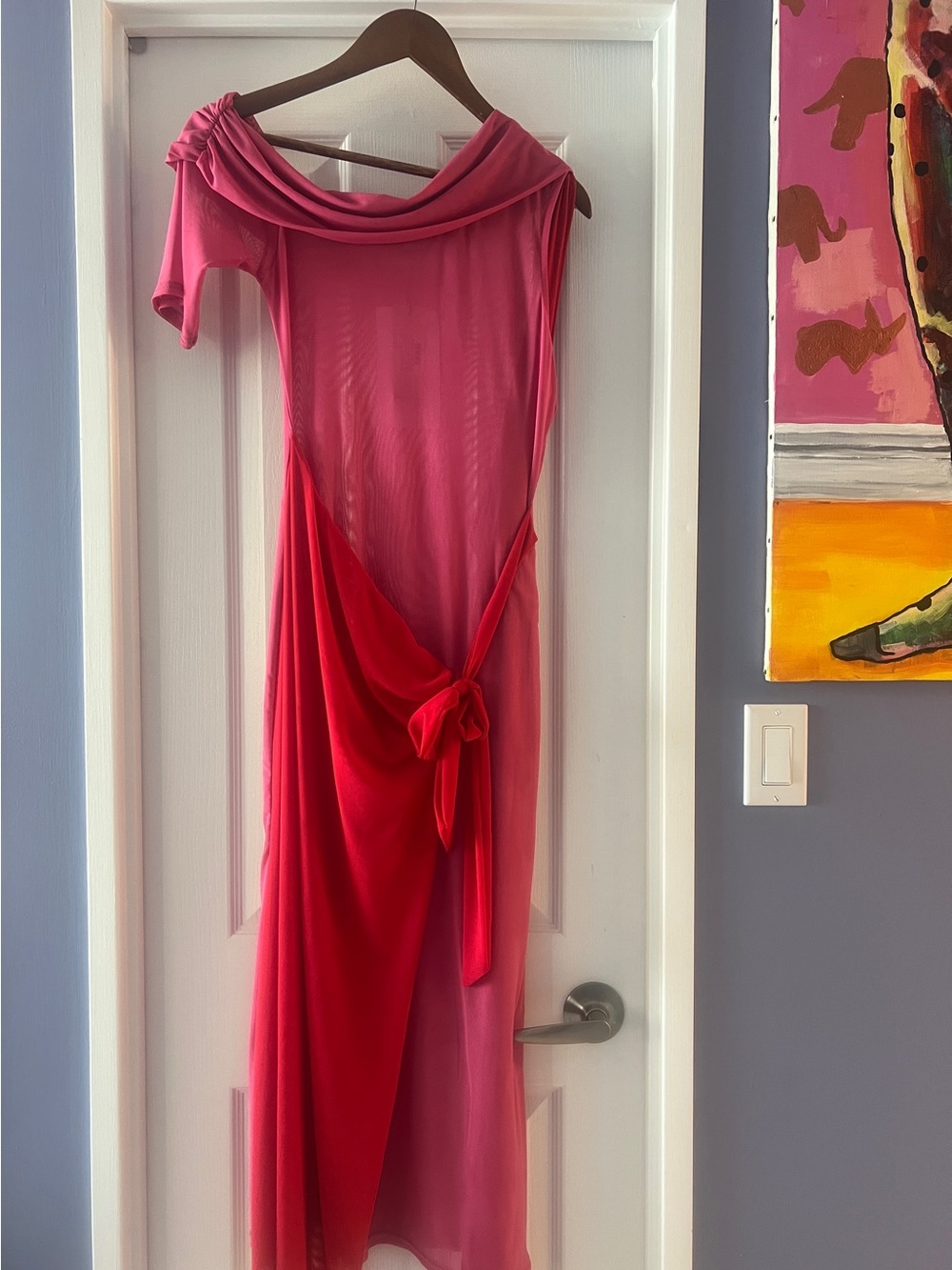 Pink and Red Never Fully Dressed NWT Colour Block Sheer layered dress